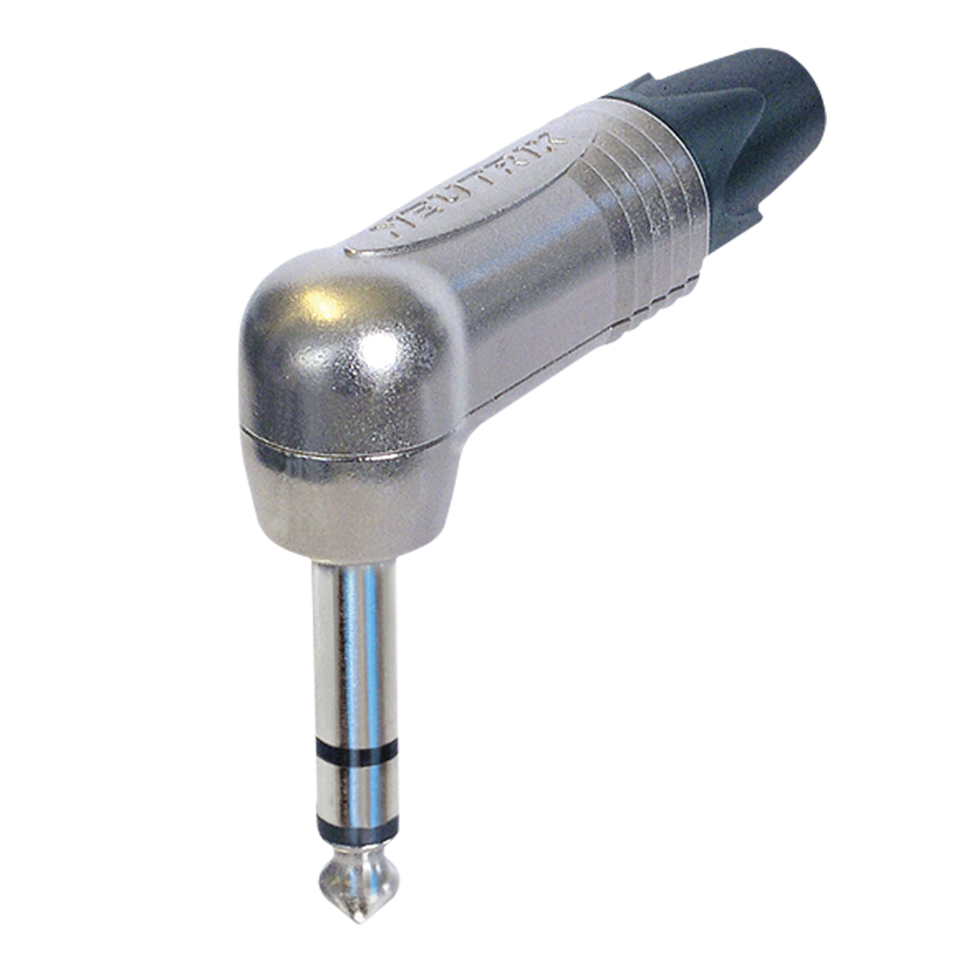 Jack Plug 6.3 mm Stereo - 90° Nikkelen behuizing