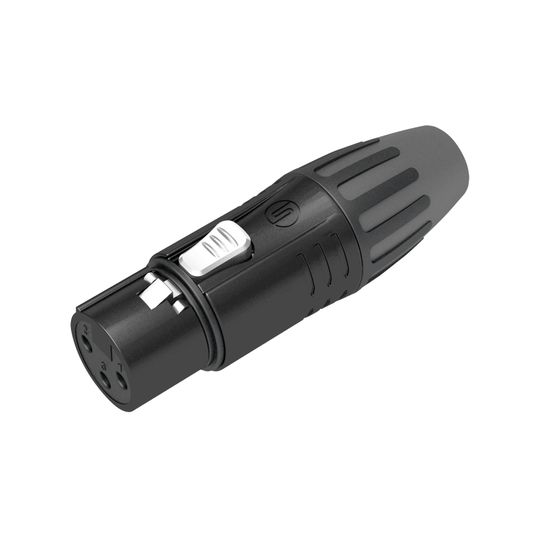 XLR 3P Connector - female Verzilverde contacten - zwarte behuizing