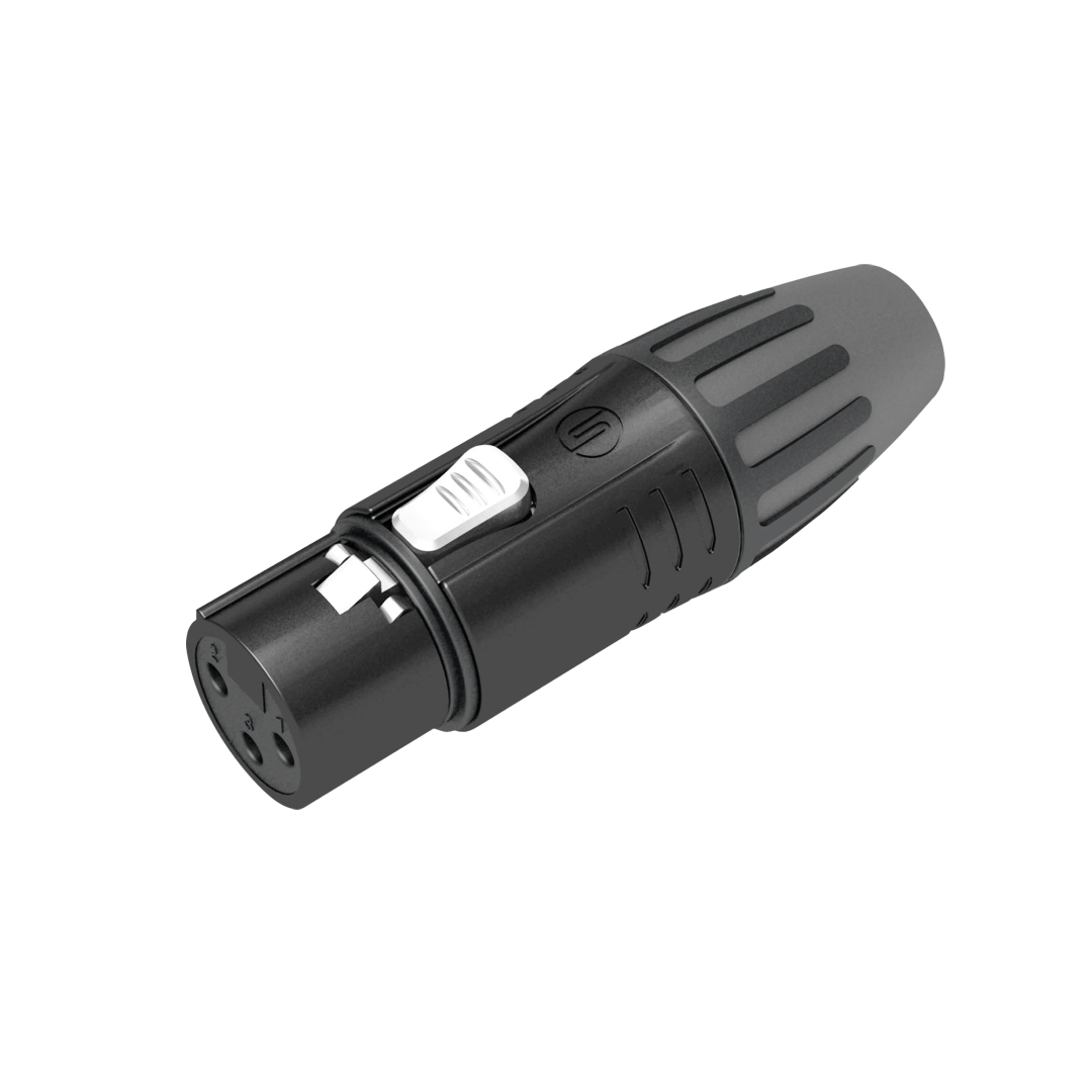XLR 3P Connector - female Vergulde contacten - zwarte behuizing