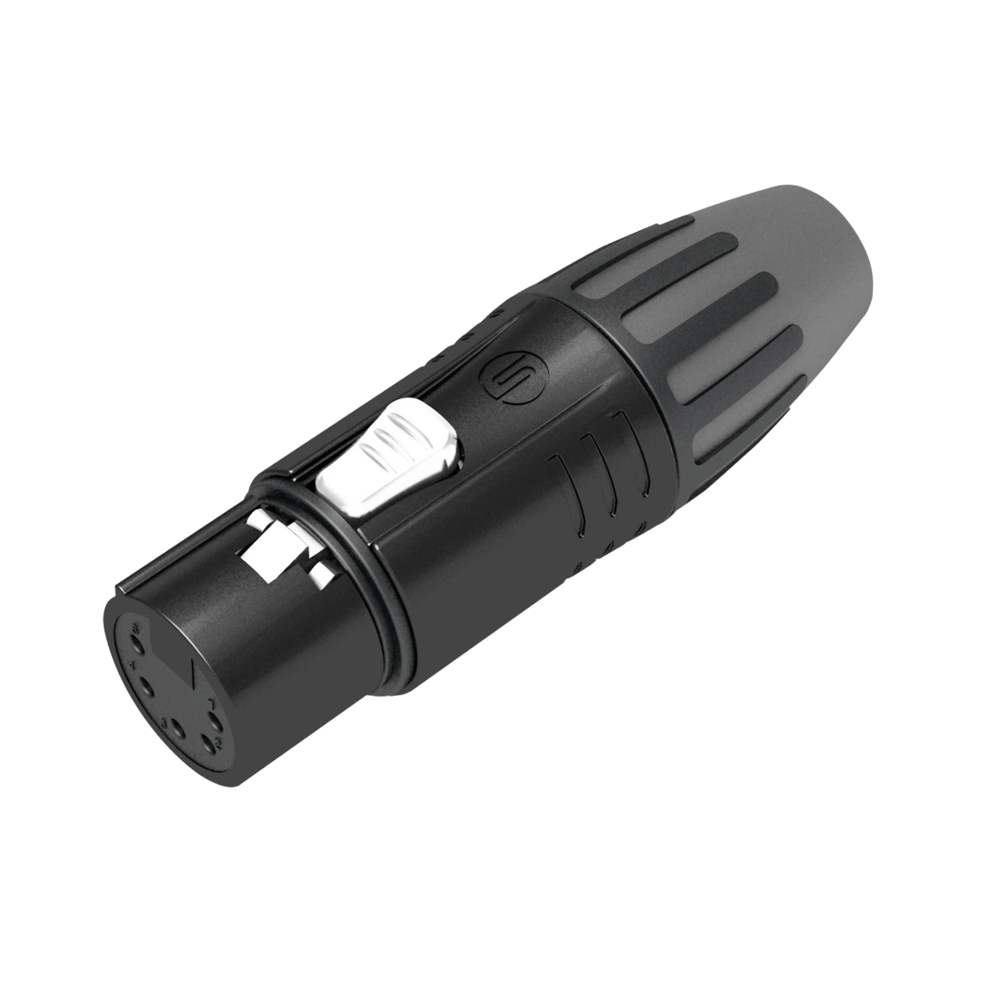 XLR 5P Connector - female Verzilverde contacten - zwarte behuizing