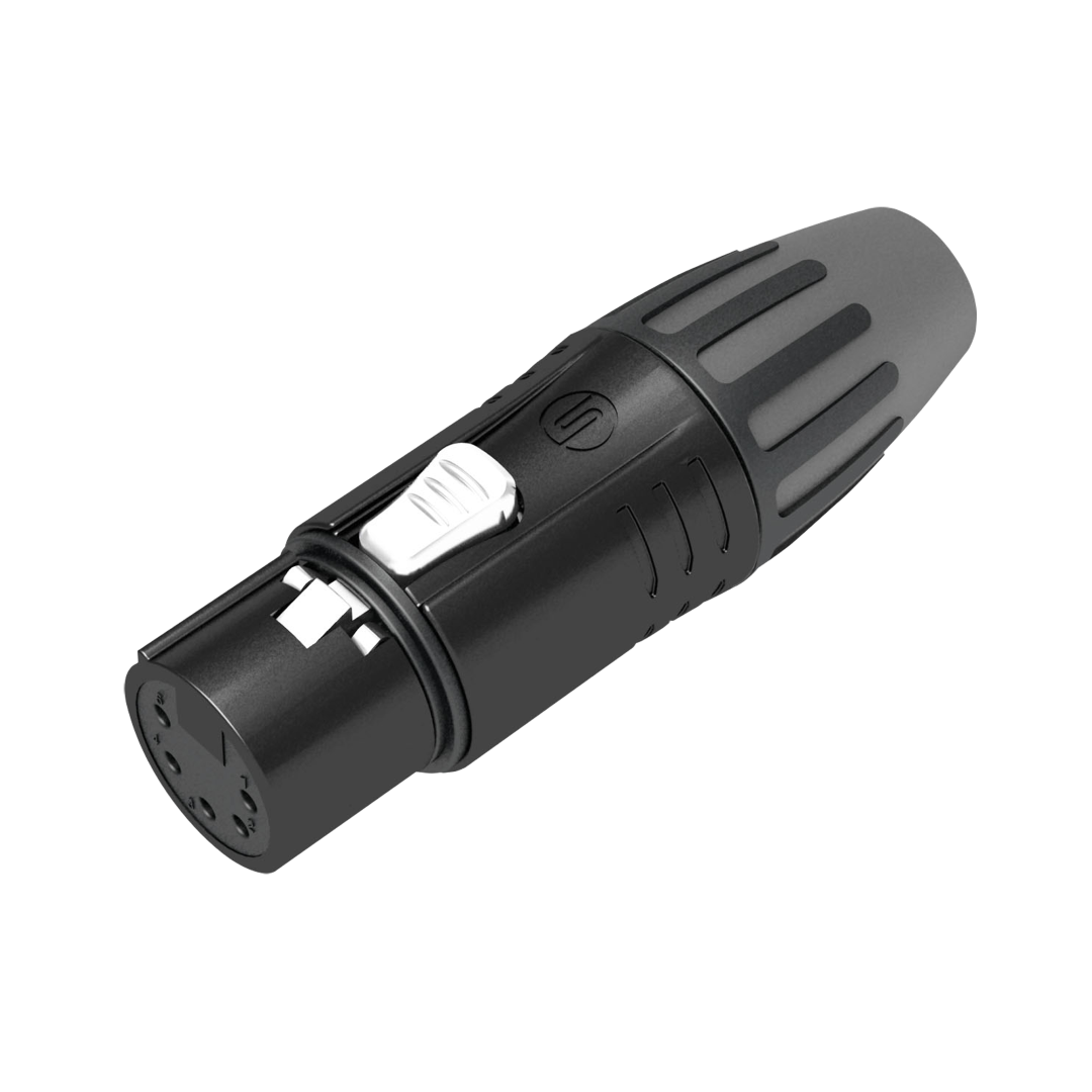 XLR 5P Connector - female Vergulde contacten - zwarte behuizing