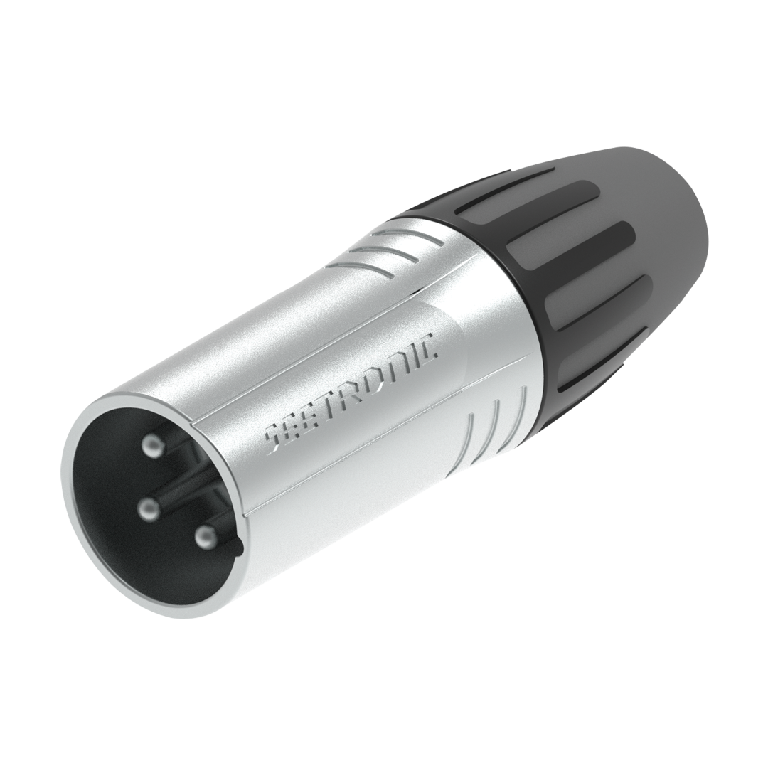 XLR 3P Connector - male Verzilverde contacten - nikkelen behuizing