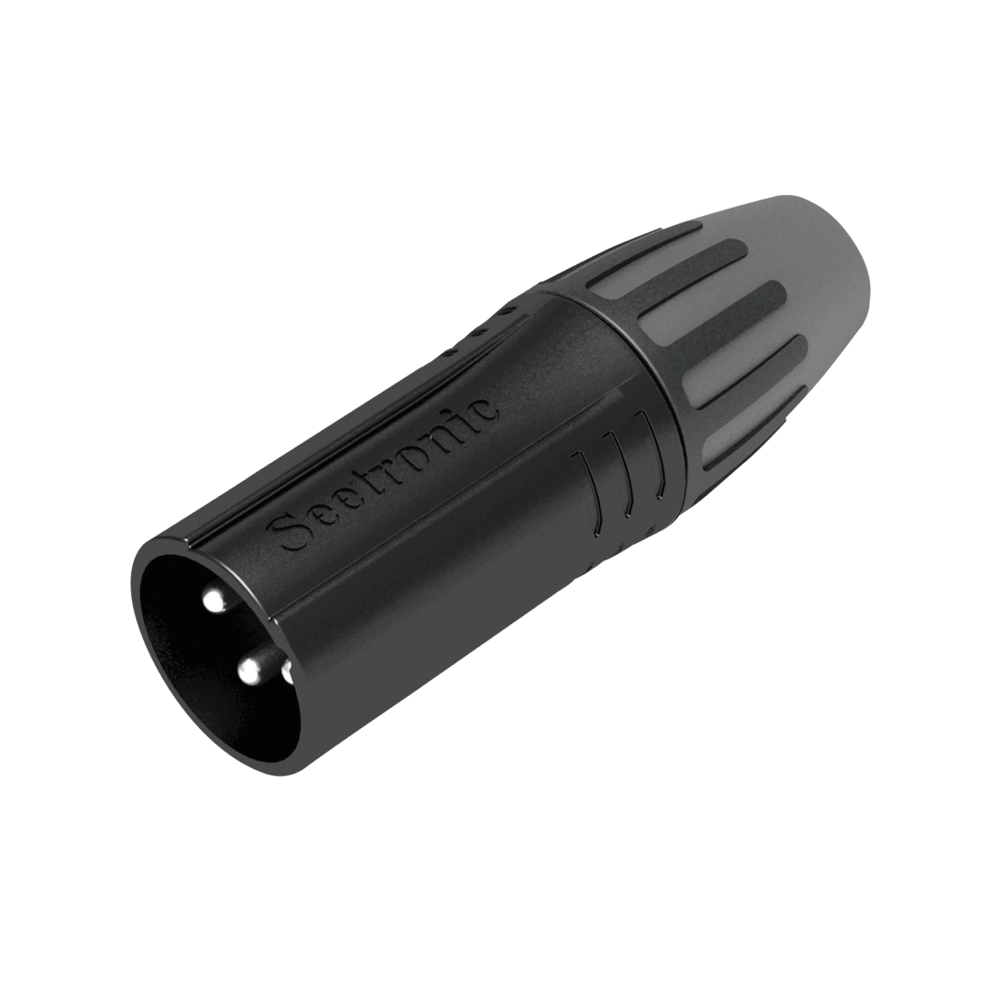 XLR 3P Connector - male Verzilverde contacten - zwarte behuizing