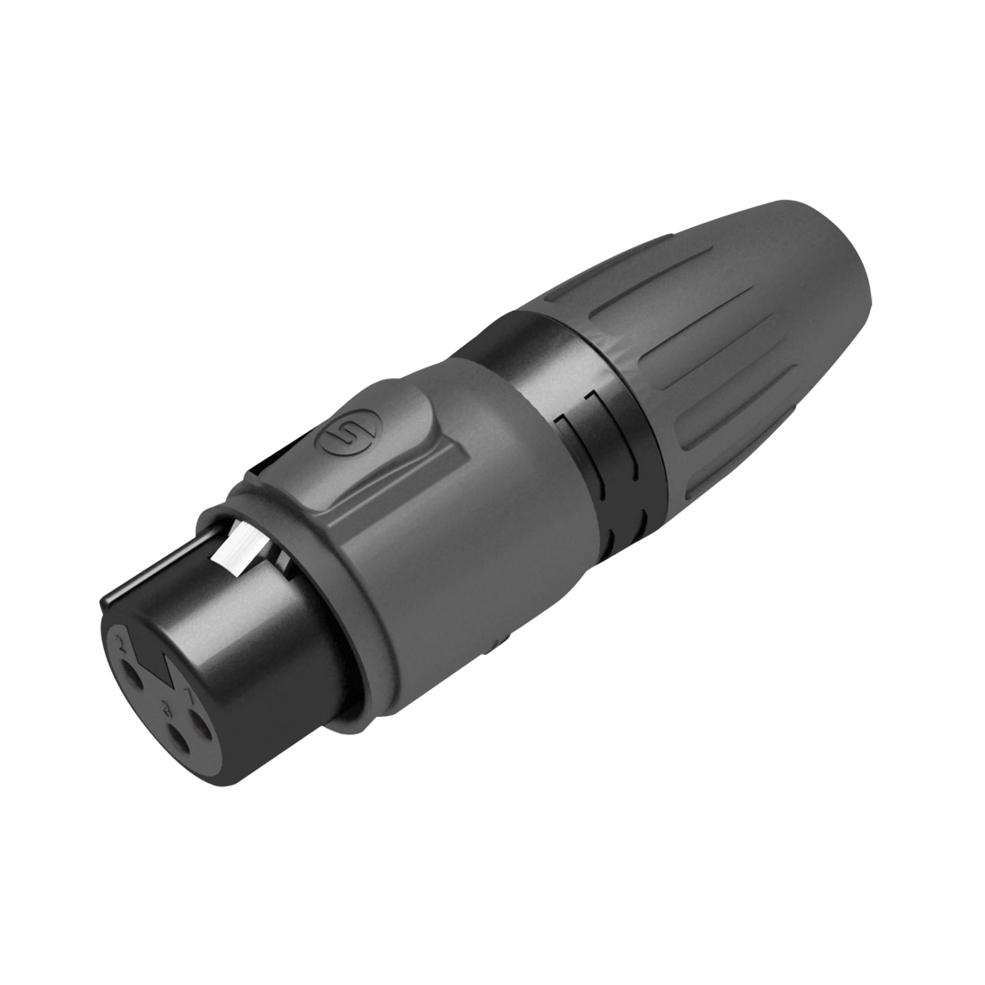 XLR 3P Connector - female - IP65 Vergulde contacten - zwarte behuizing