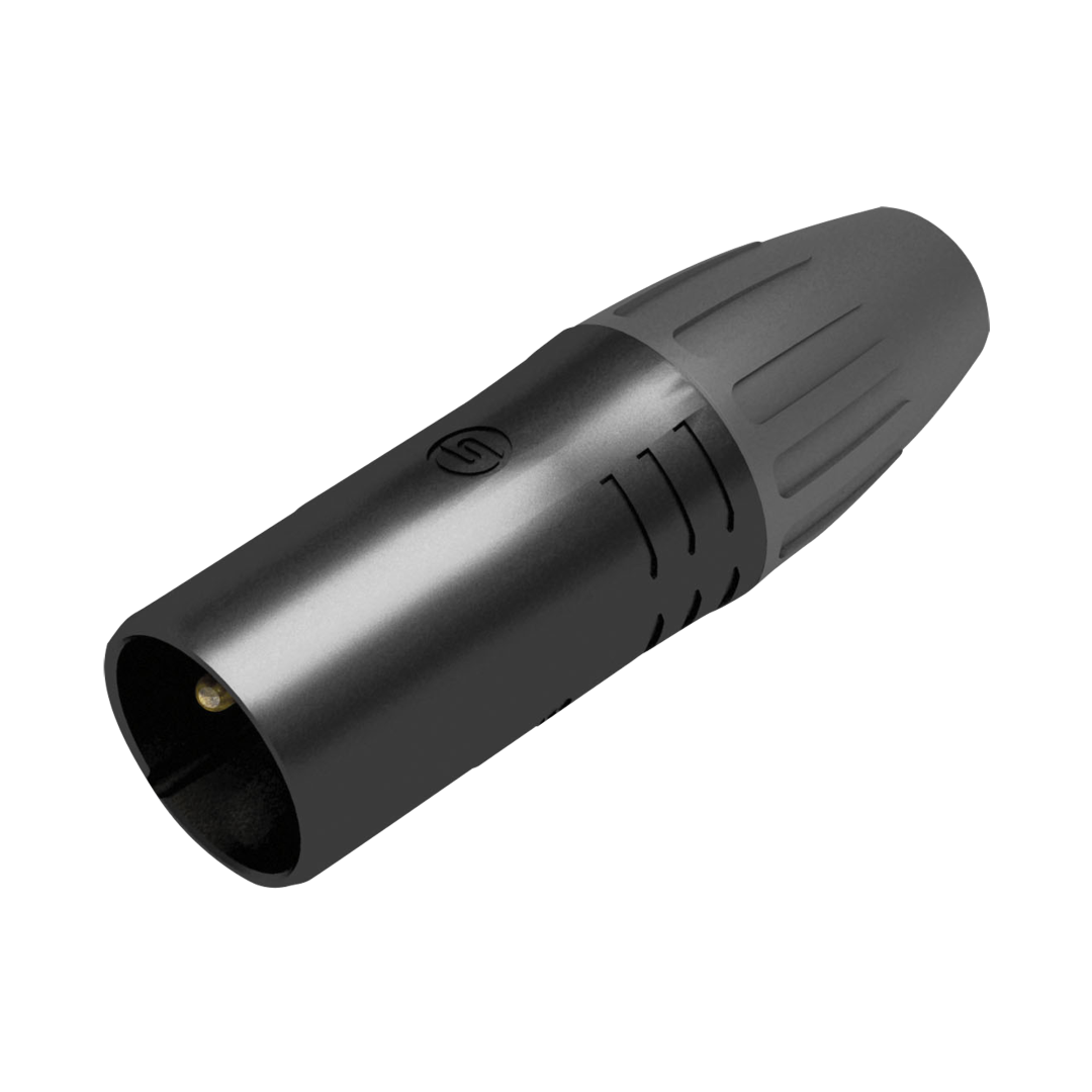 XLR 3P Connector - male - IP65 Vergulde contacten - zwarte behuizing