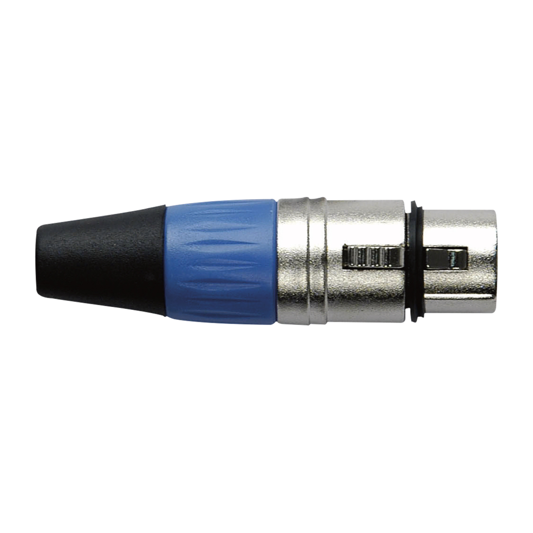 XLR 3P Connector - female - Nickel housing Blauw