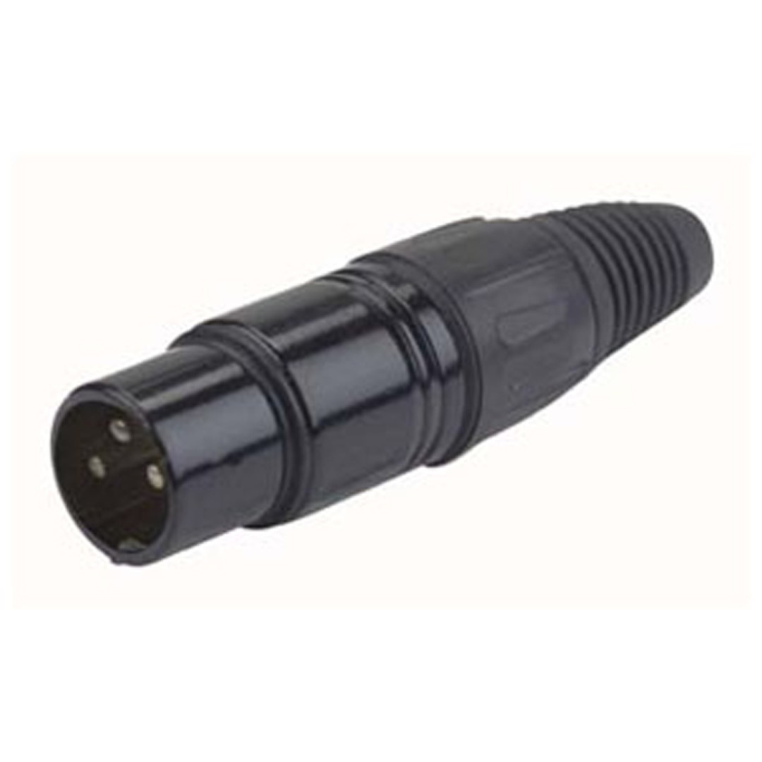 XLR 3P Connector - male - black housing Zwarte einddop