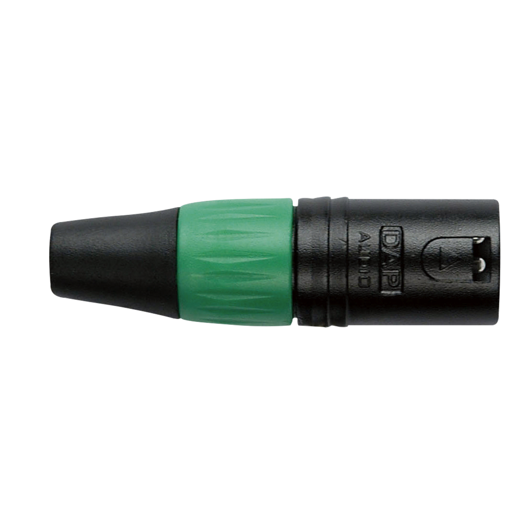 XLR 3P Connector - male - black housing Groene einddop