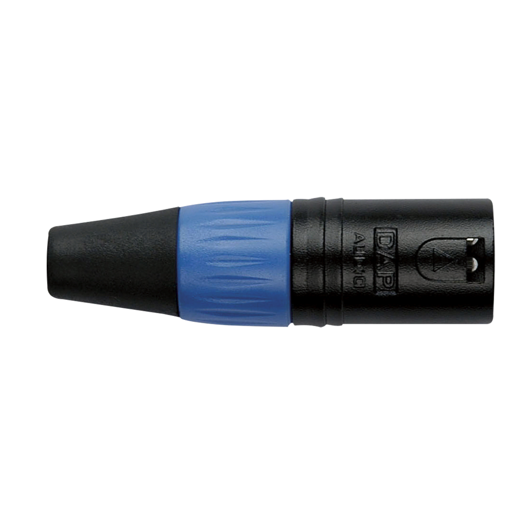 XLR 3P Connector - male - black housing Blauwe einddop