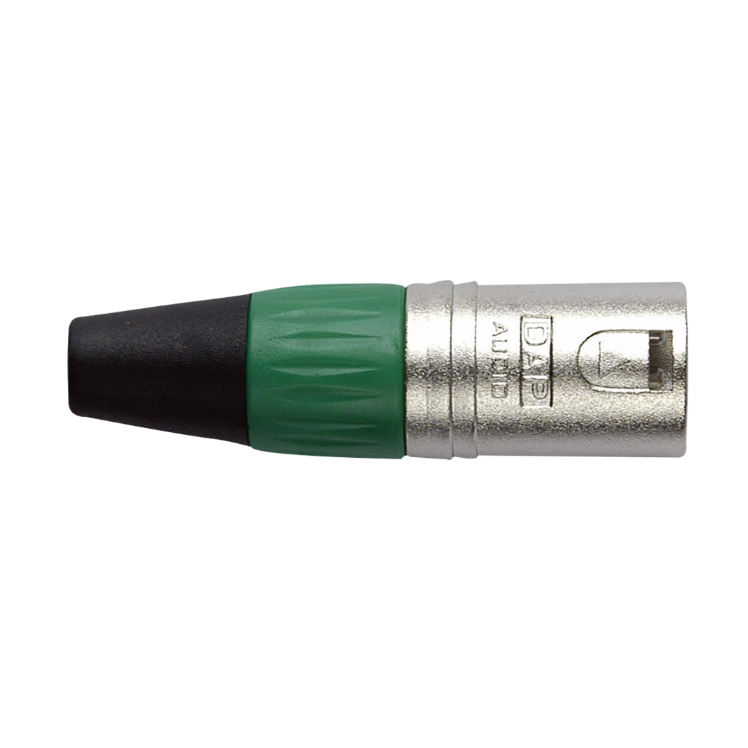 XLR 3P Connector - male - nickel housing Groene einddop