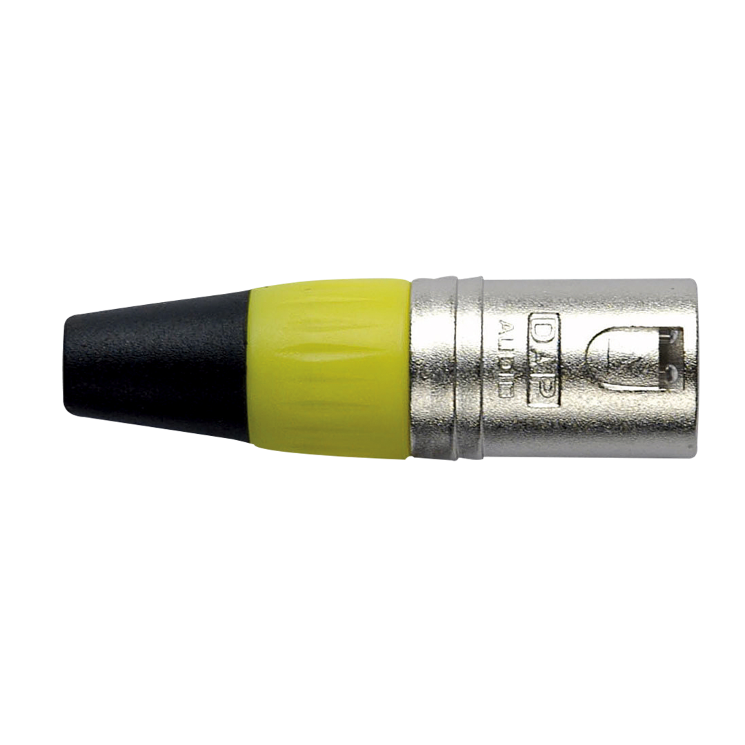 XLR 3P Connector - male - nickel housing Gele einddop