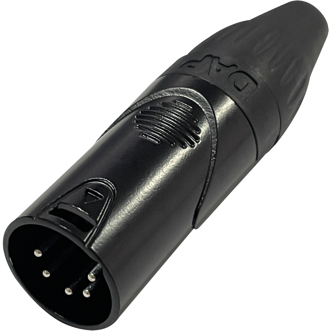 XLR 5P X-type - male Zwarte einddop - zwarte behuizing