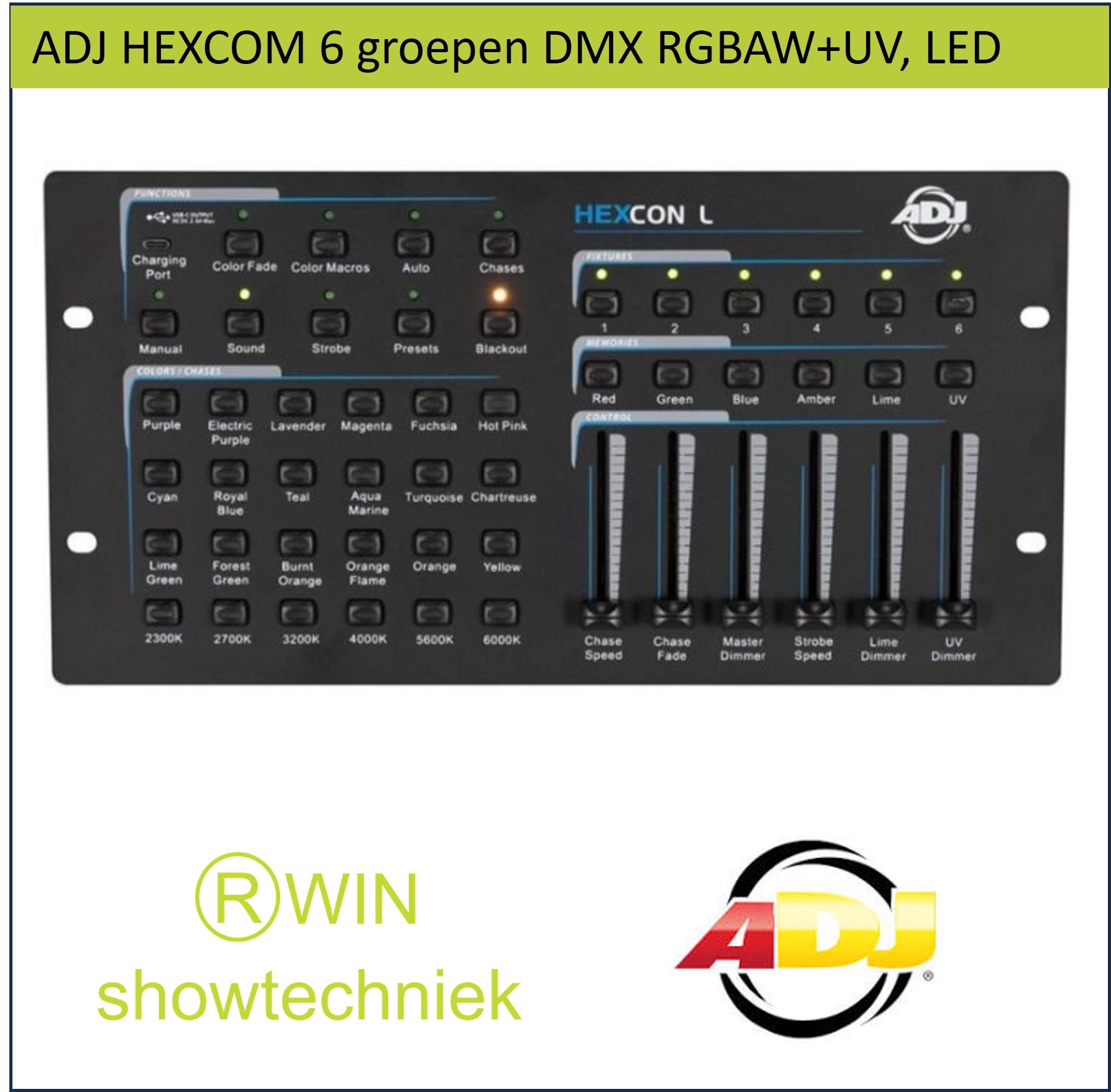 Hexcon lichtcontroller voor 6 groepen RGBAW+UV, LED 