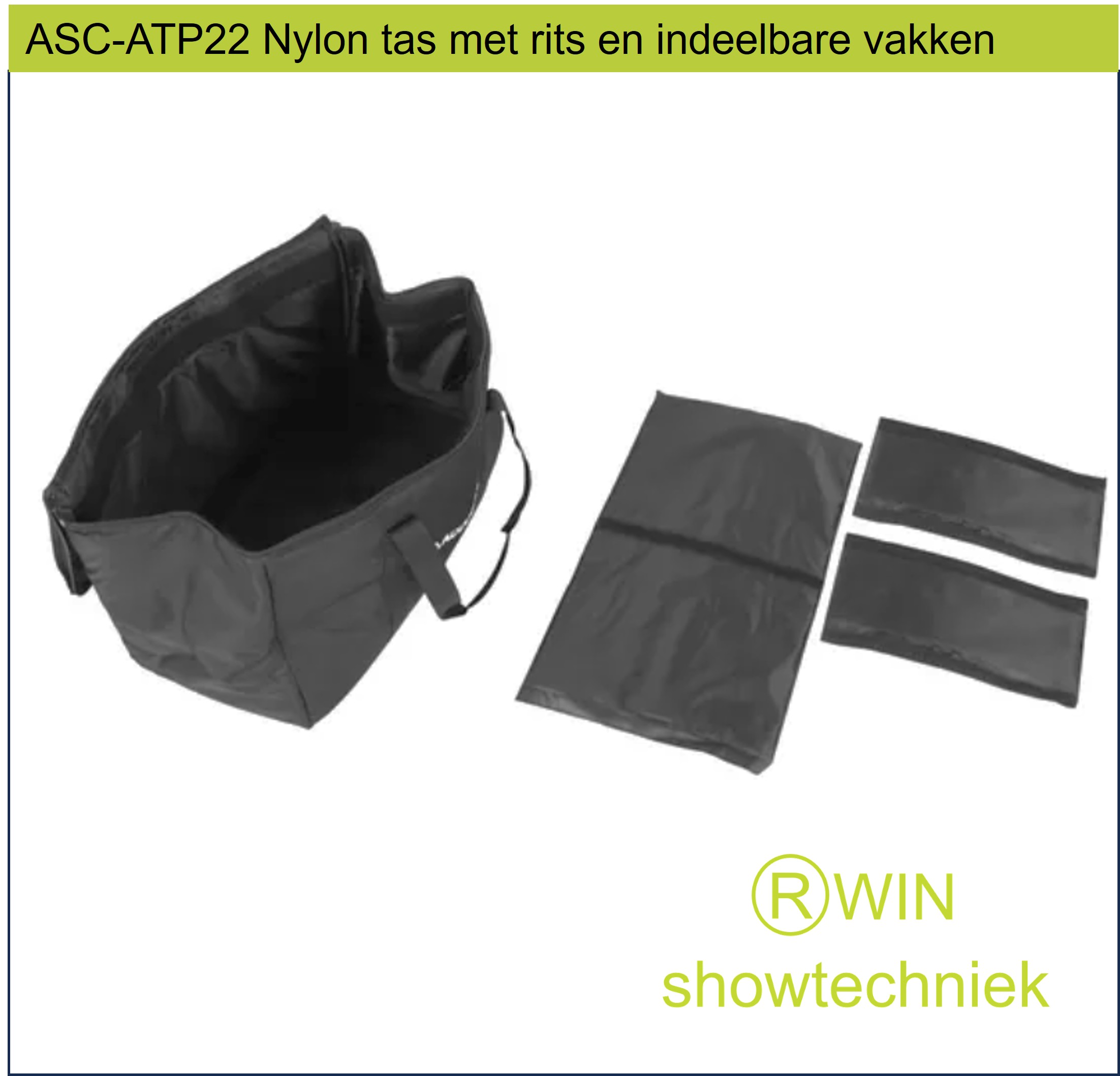 ASC-ATP22 Nylon tas met rits 560 x 305 x 380 mm hoog