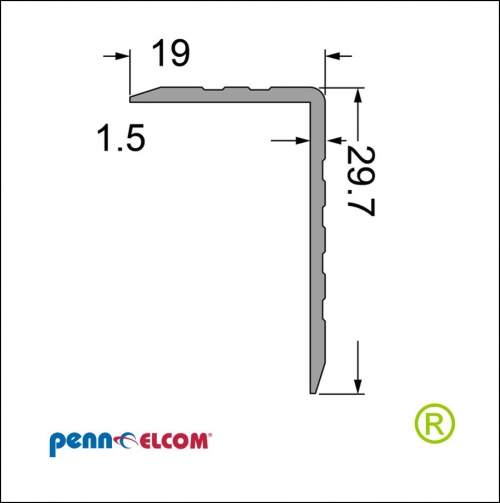 Asymmetrische Hoeklijn 30x20mm E0810Aluminium per 2 meter alleen voor afhalen
