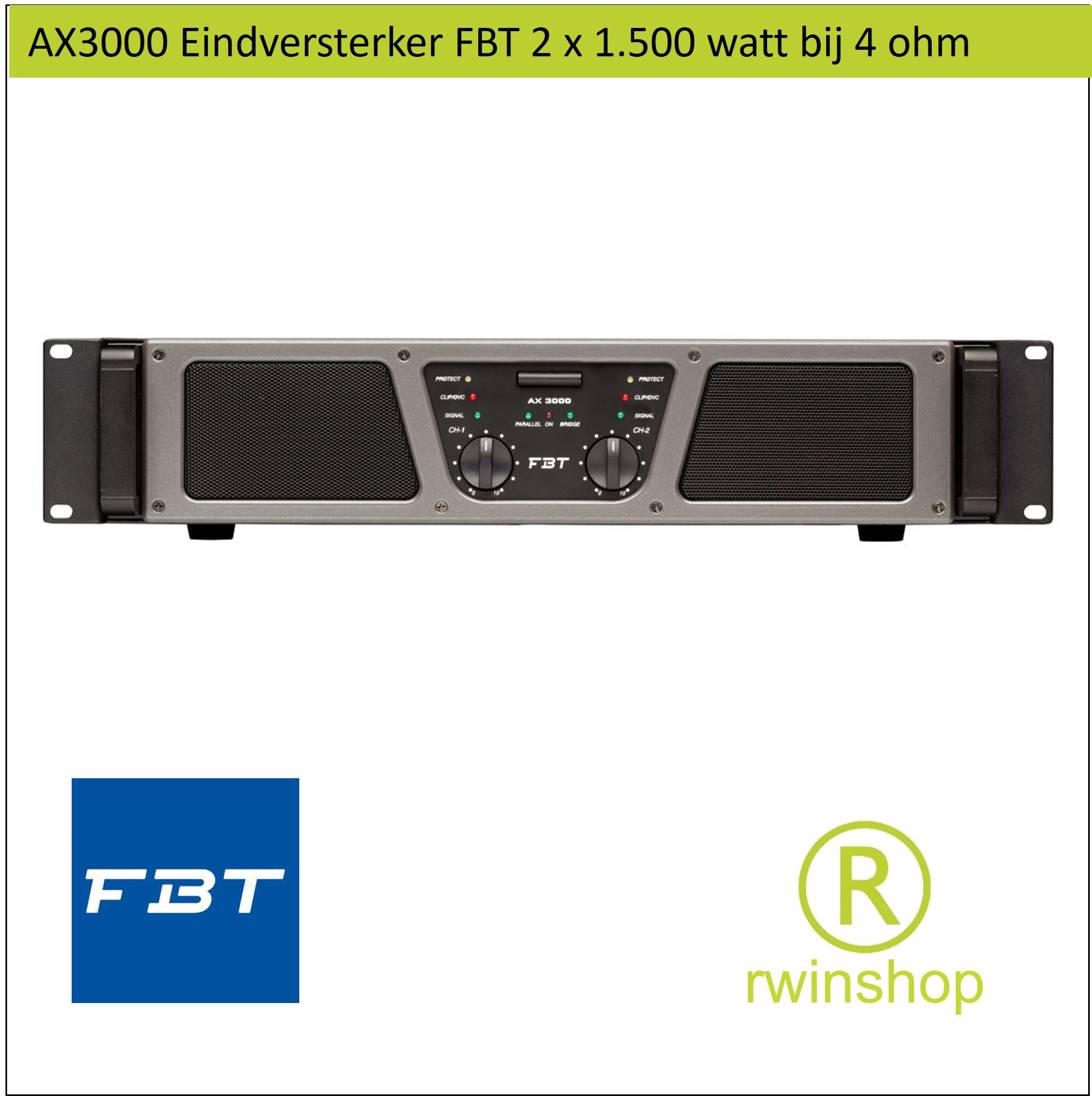 AX3000 Eindversterker 2 x 1.500 watt bij 4 ohm