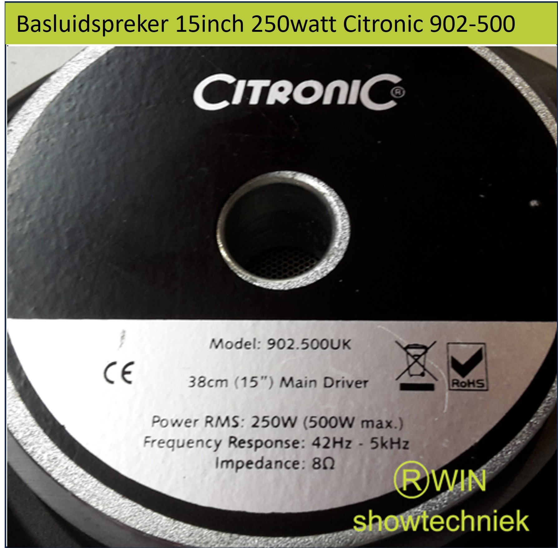 Luidspreker 15inch 500watt piek