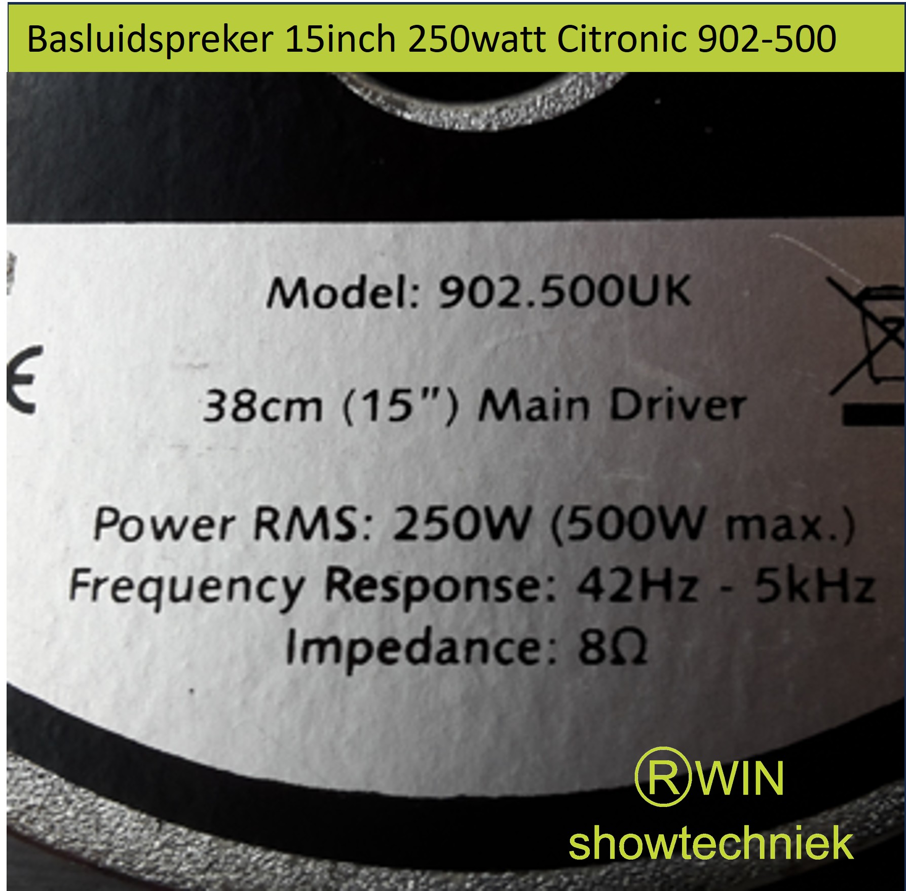 Luidspreker 15inch 500watt piek