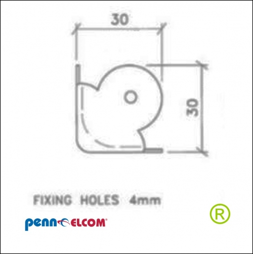 Platte hoek 30 mm CO-4358 Flightcase hoek Kofferhoek