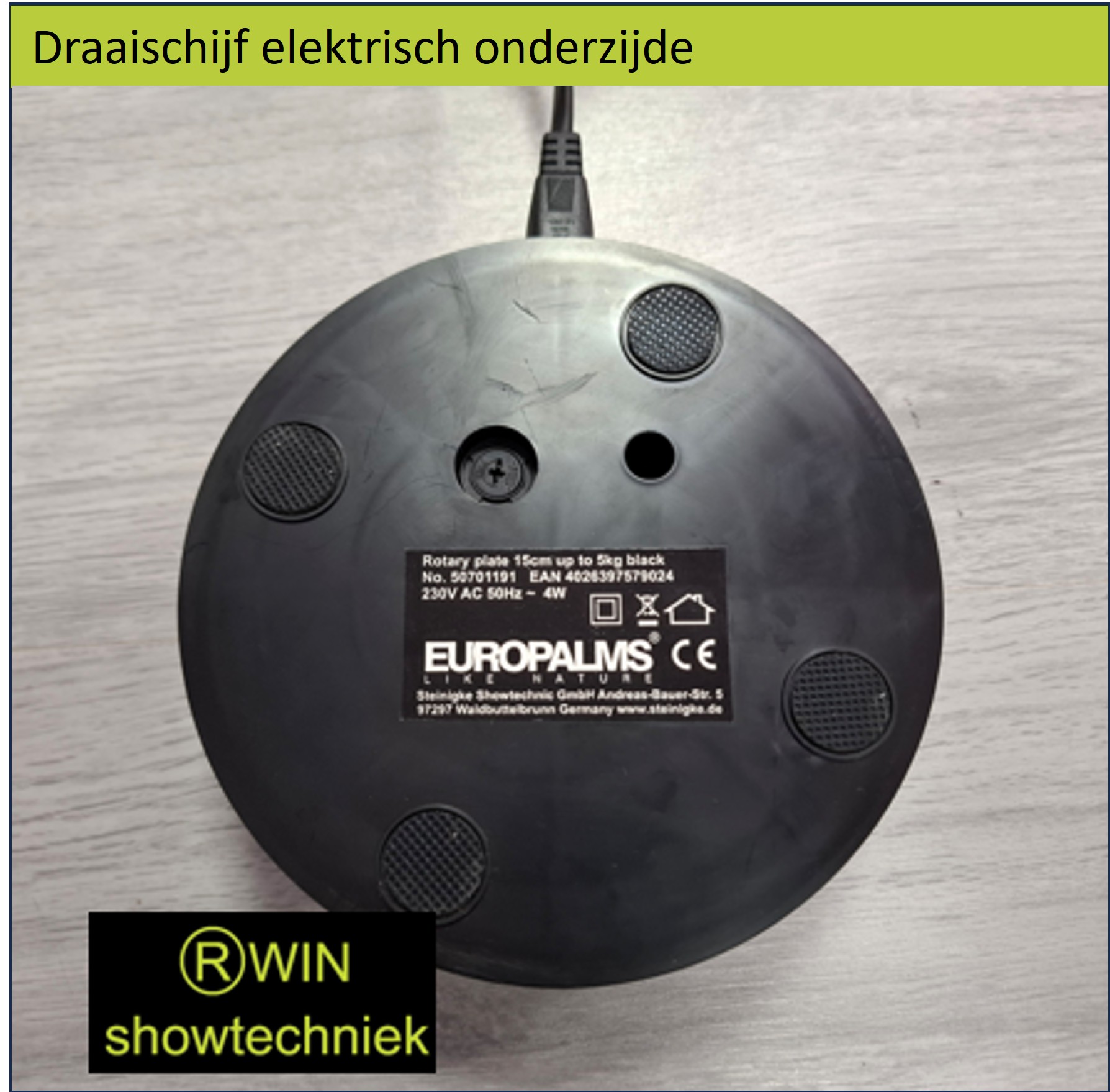 Draaitableau Draaischijf elektrisch 15 cm tot 5 kg zwart