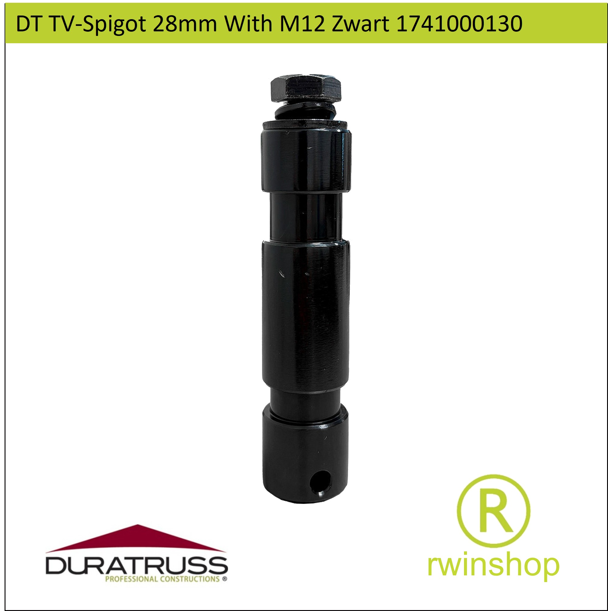DT TV-Spigot 28mm with M12 screw - DT TV-Spigot 28mm with M12 Black