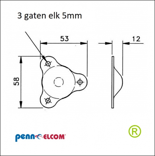 Bodemdop Glijdop metaal 58 x 53 mm F0660