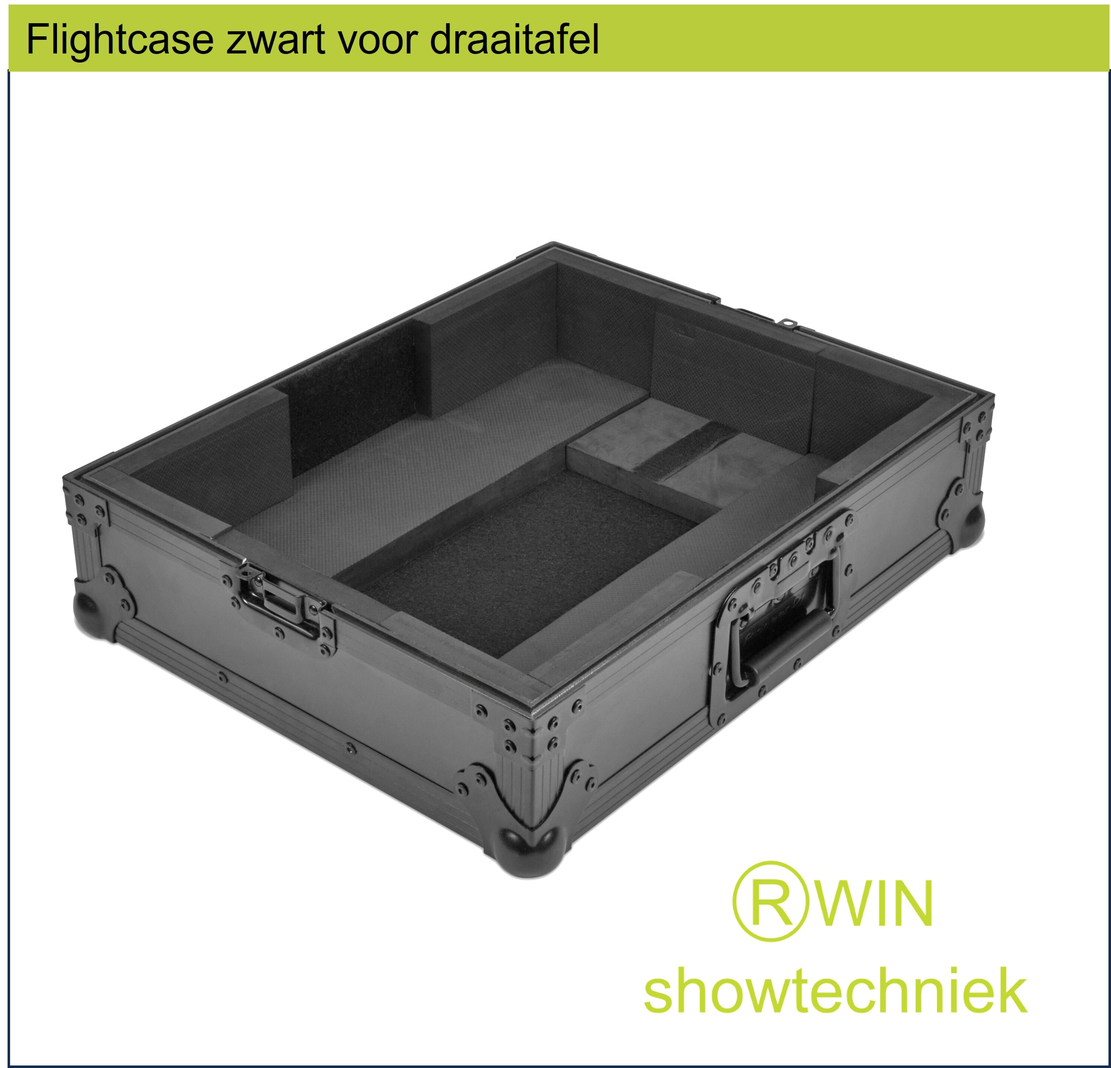 Flightcase zwart voor Draaitafel  