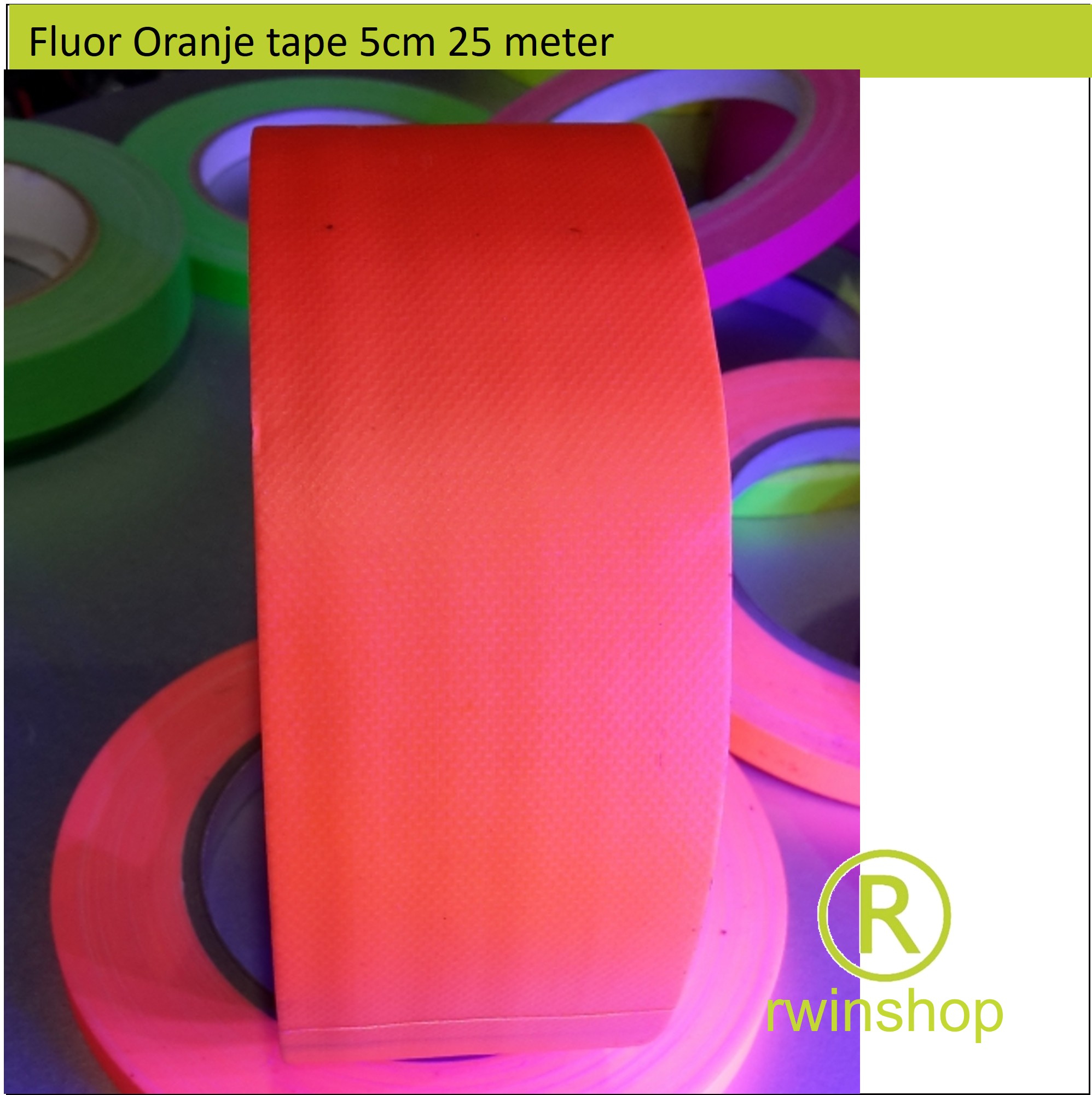 Fluor tape oranje 5 cm x 25 meter