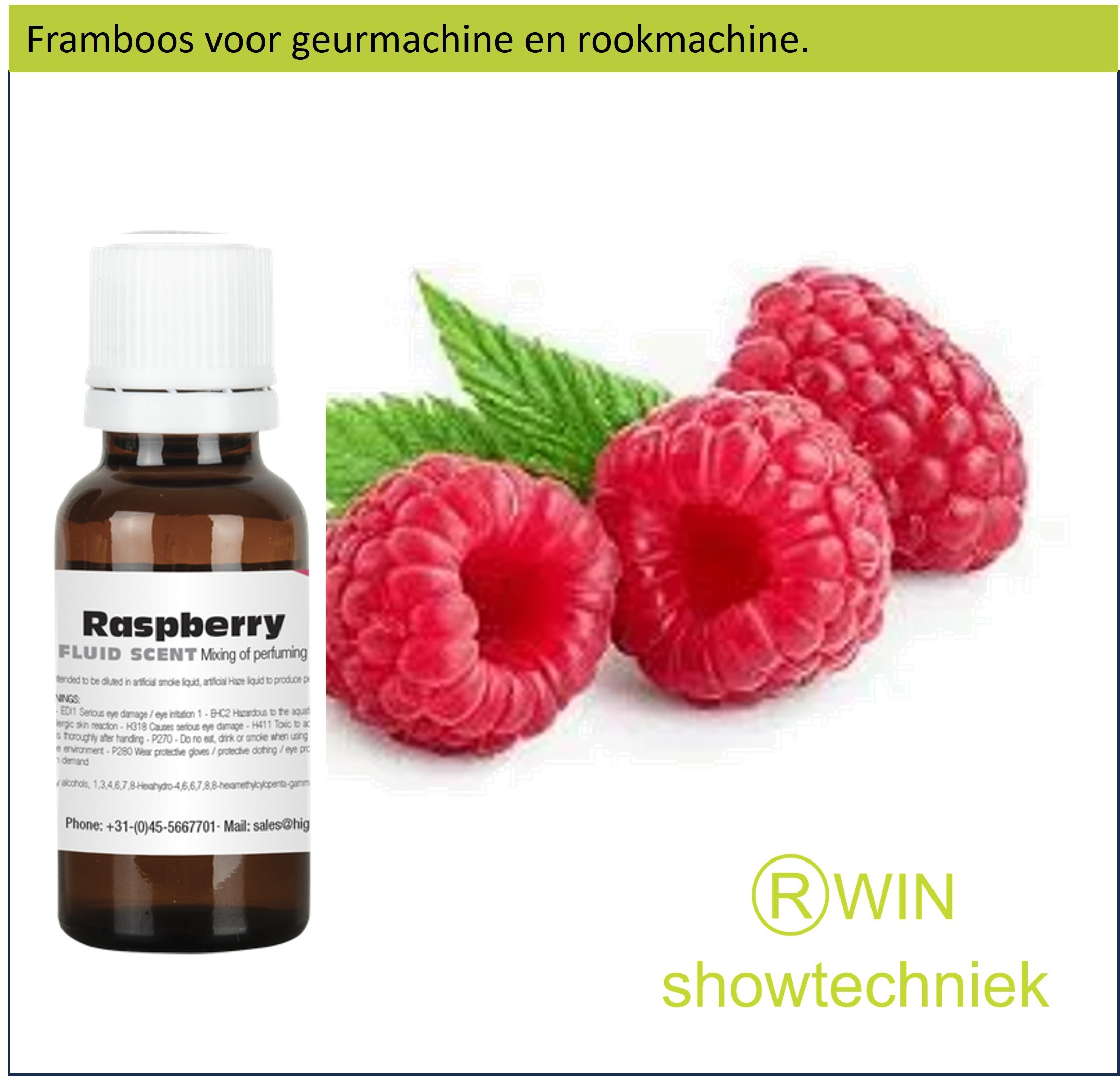 Rookmachine Geur Framboos mengen met 5 liter rookvloeistof.