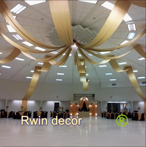 Gedrapeerd plafond Draperie goudkleurig doek 10 banen - Huren