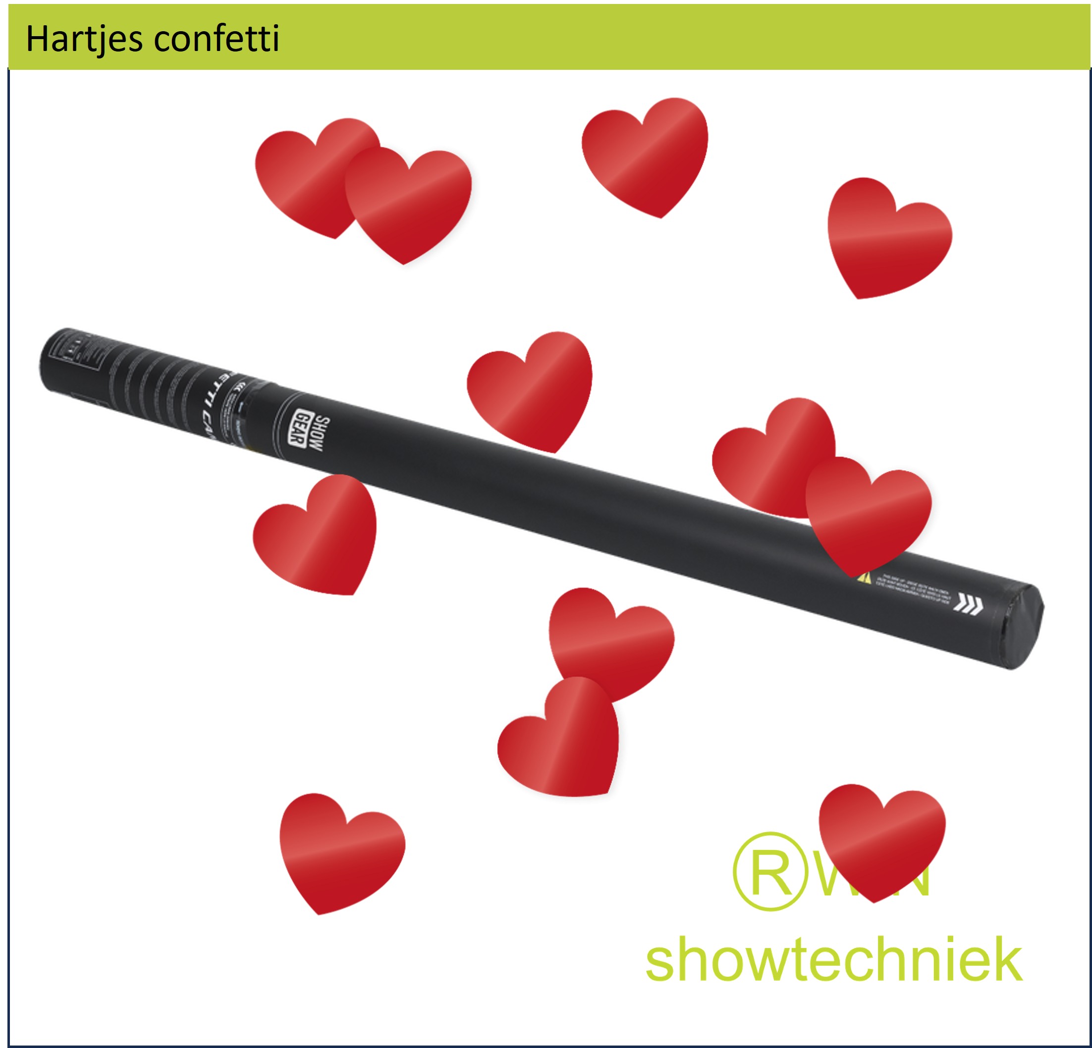 Handheld Confetti Cannon 50 cm, rode harten