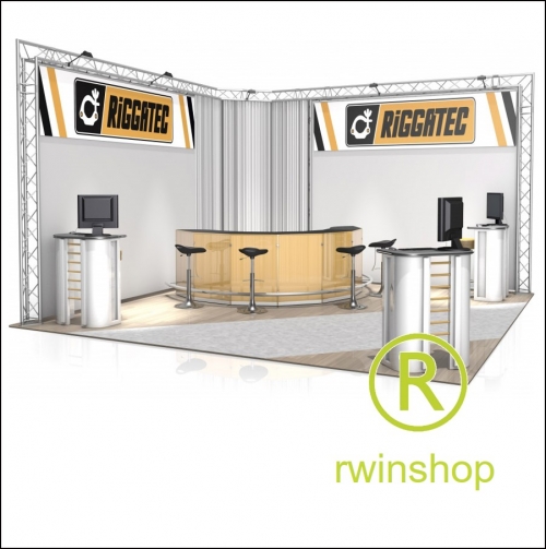 Beursstand Hoekstand FD 23 - 4,7 x 4,7 x 3 m (LxWxH) 22m2