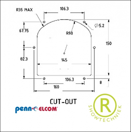 Inbouwkom speakon verzonken voor geluidsbox D9802K