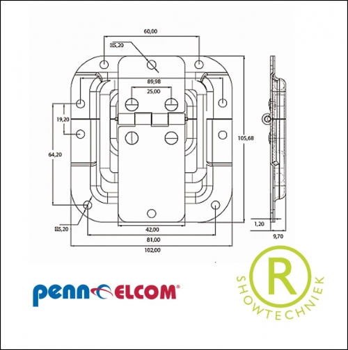 Medium inbouw stopscharnier zwart P2598K