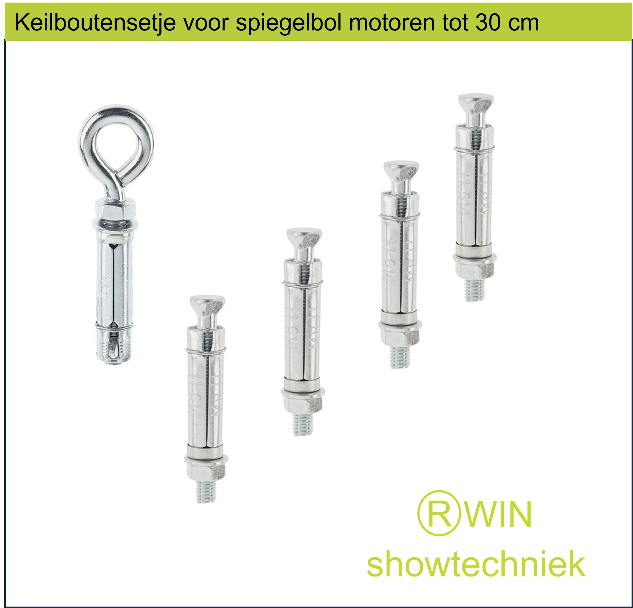 Keilboutensetje voor spiegelbol motoren tot 30 cm