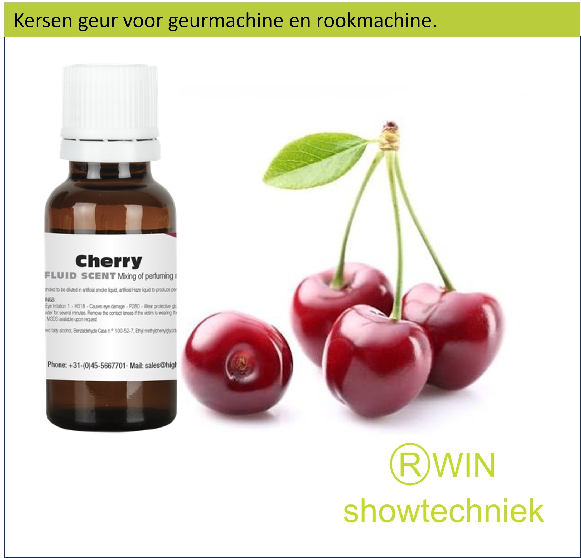 Rookmachine Geur Kersen  mengen met 5 liter rookvloeistof.