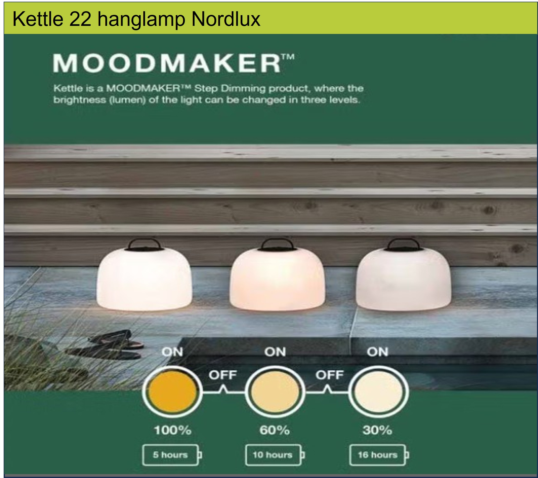 Nordlux Kettle Tafellamp Buiten - 22cm - LED Stepdim - 2700K - IP65 - Wit