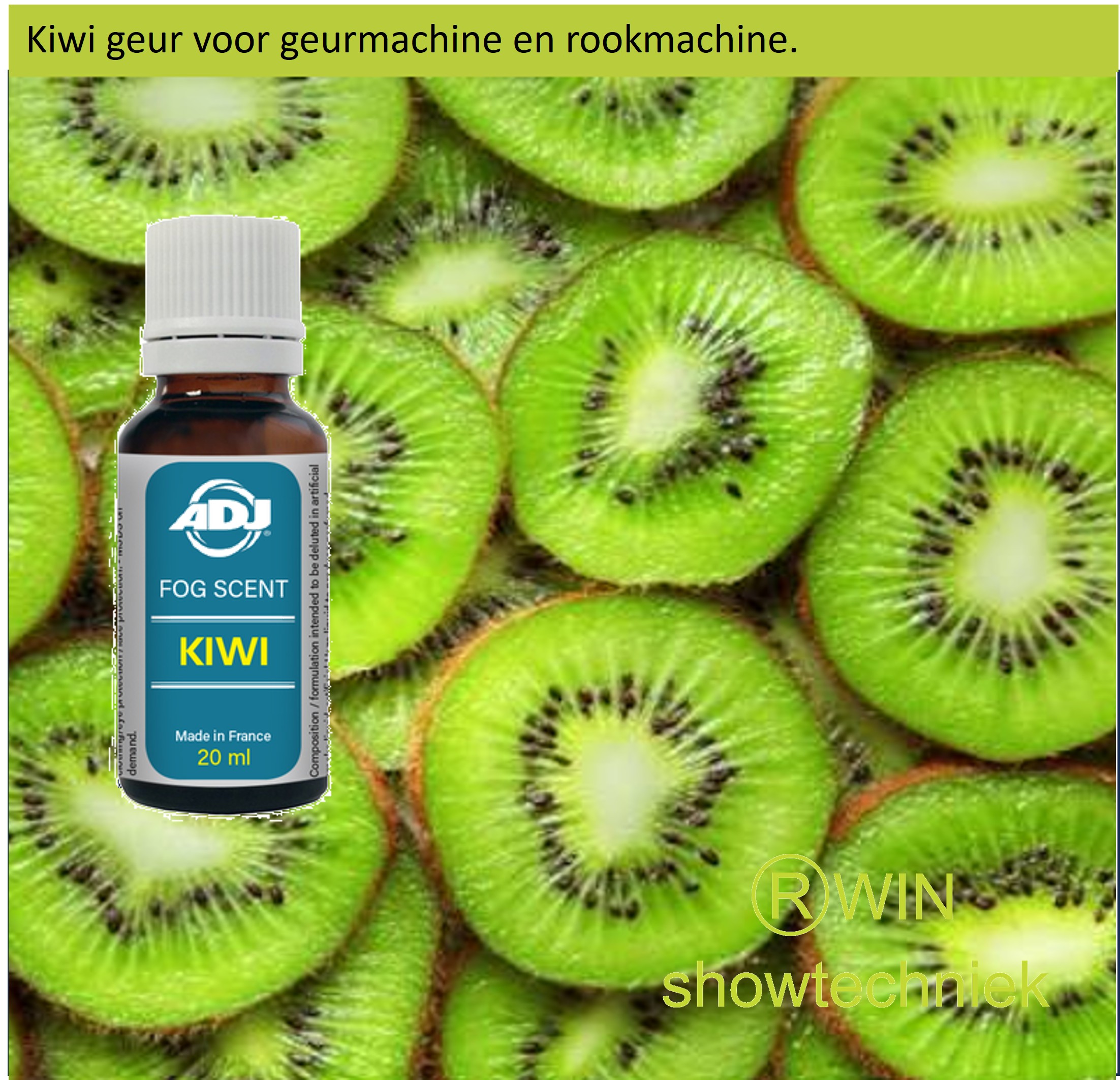Rookmachine Geur Kiwi mengen met 5 liter rookvloeistof.