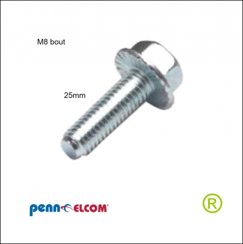 bout M8 kartelmoer 25mm SG-9518 per 16 stuks