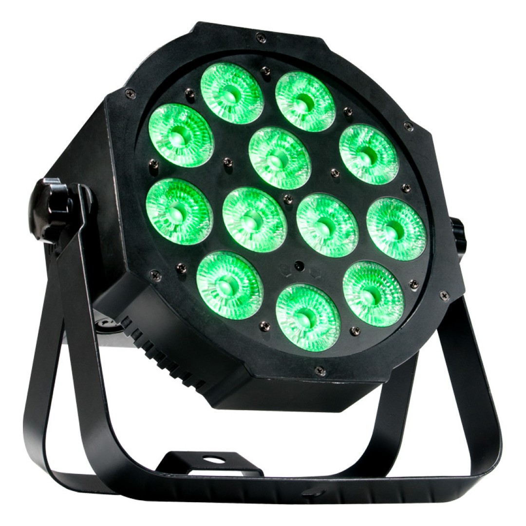 Mega 64 Profile EP Compacte Laag-Profiel LED Flat Par met 12x4W RGB+UV Kleurmenging