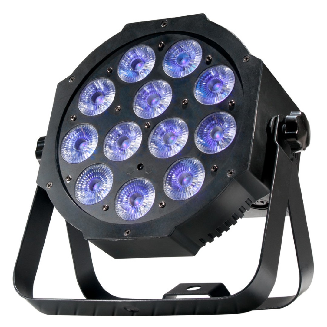 Mega 64 Profile EP Compacte Laag-Profiel LED Flat Par met 12x4W RGB+UV Kleurmenging