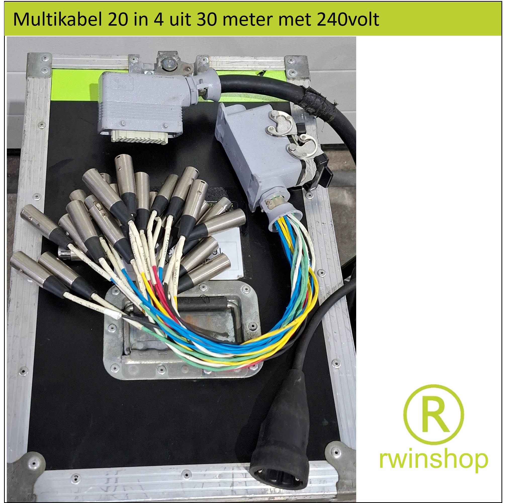 Multikabel 20in 4 uit + 240 volt kabel 30meter 