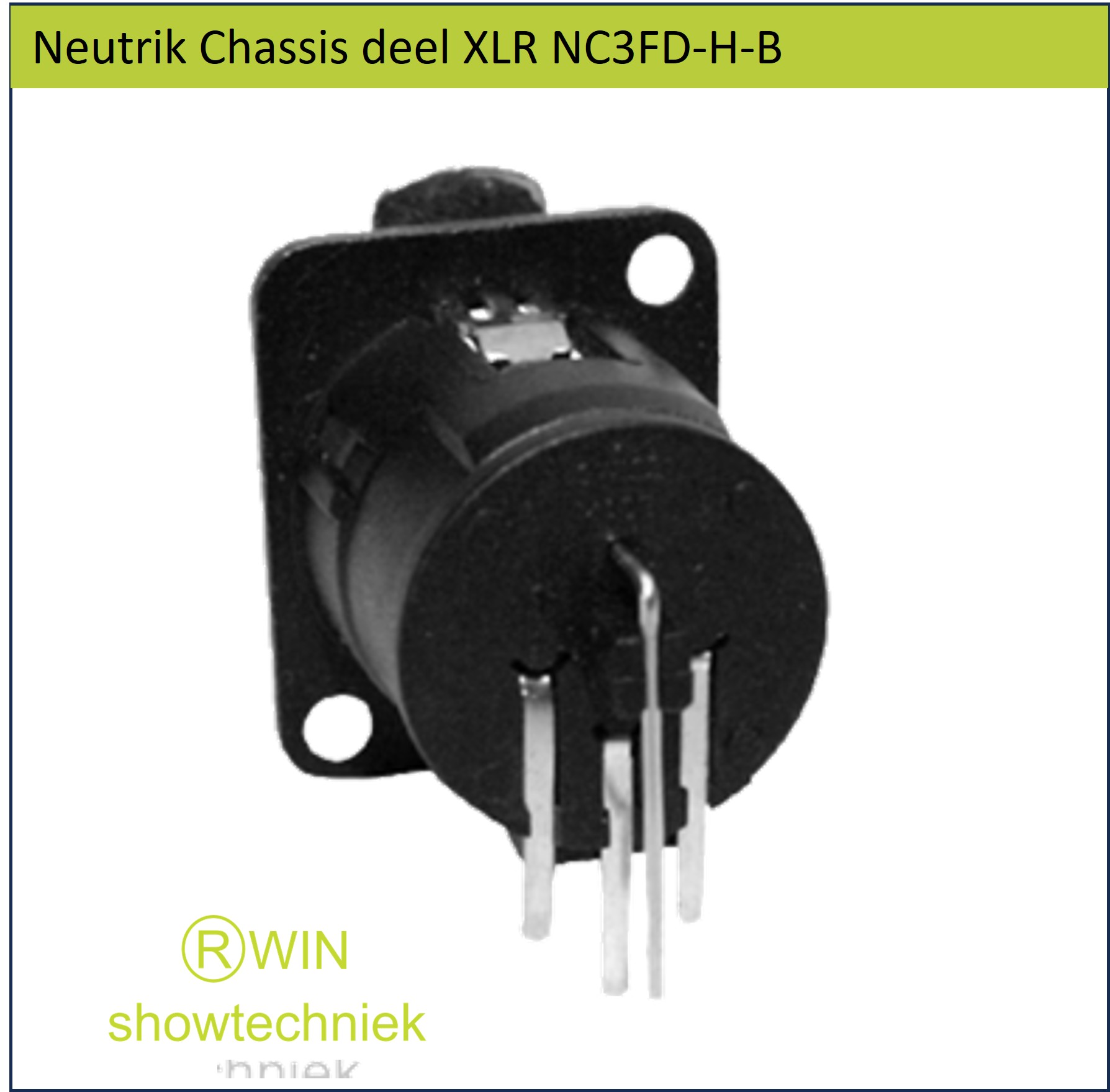 Neutrik XLR male chassisdeel zwart NC3FD-H-BAG printmontage