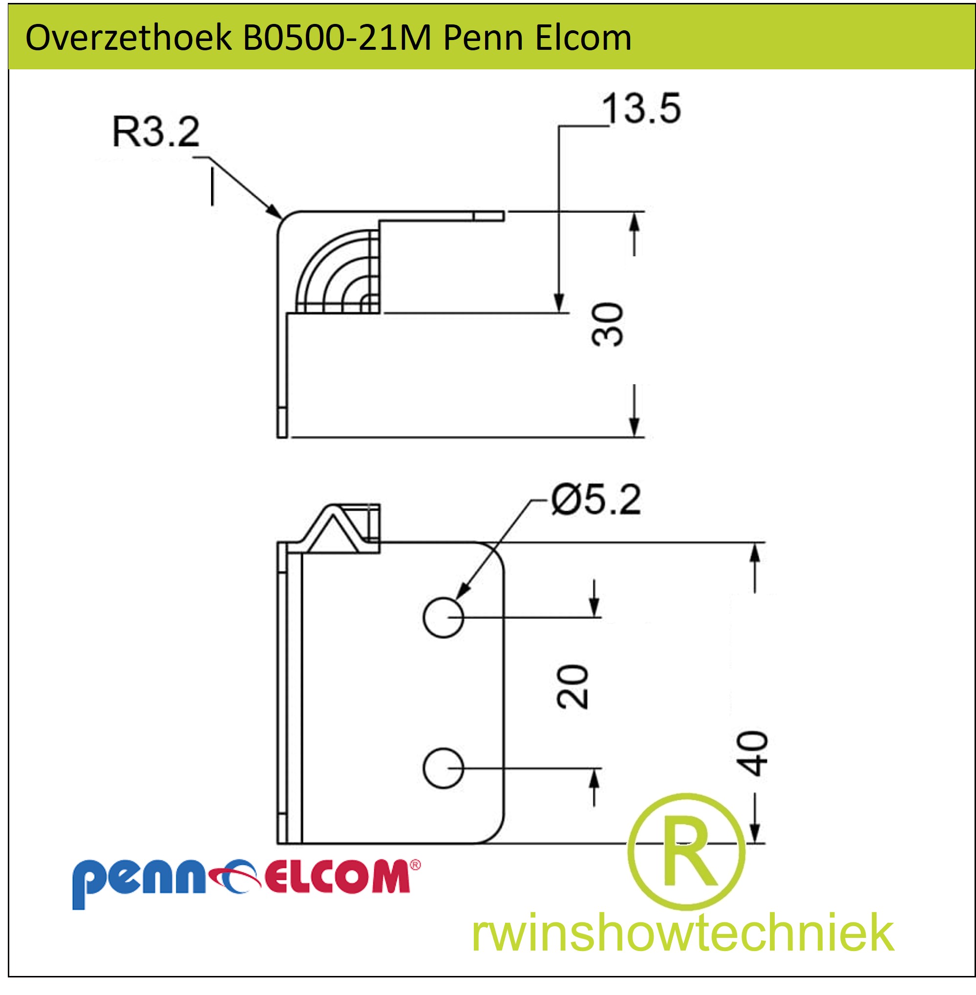 B0500-21M Overzethoek (Male) – De perfecte sluiting zonder verstekzagen
