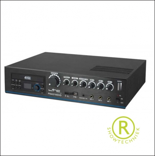 PAA210CD PA mengversterker 19inch CD/DVD USB 100volt 210watt