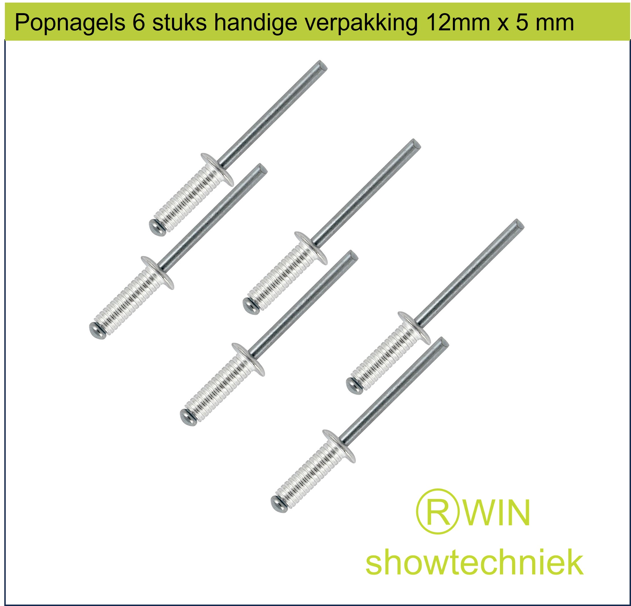 Geribbelde Popnagels 5 x 12 mm – Handige verpakking van 6 stuks