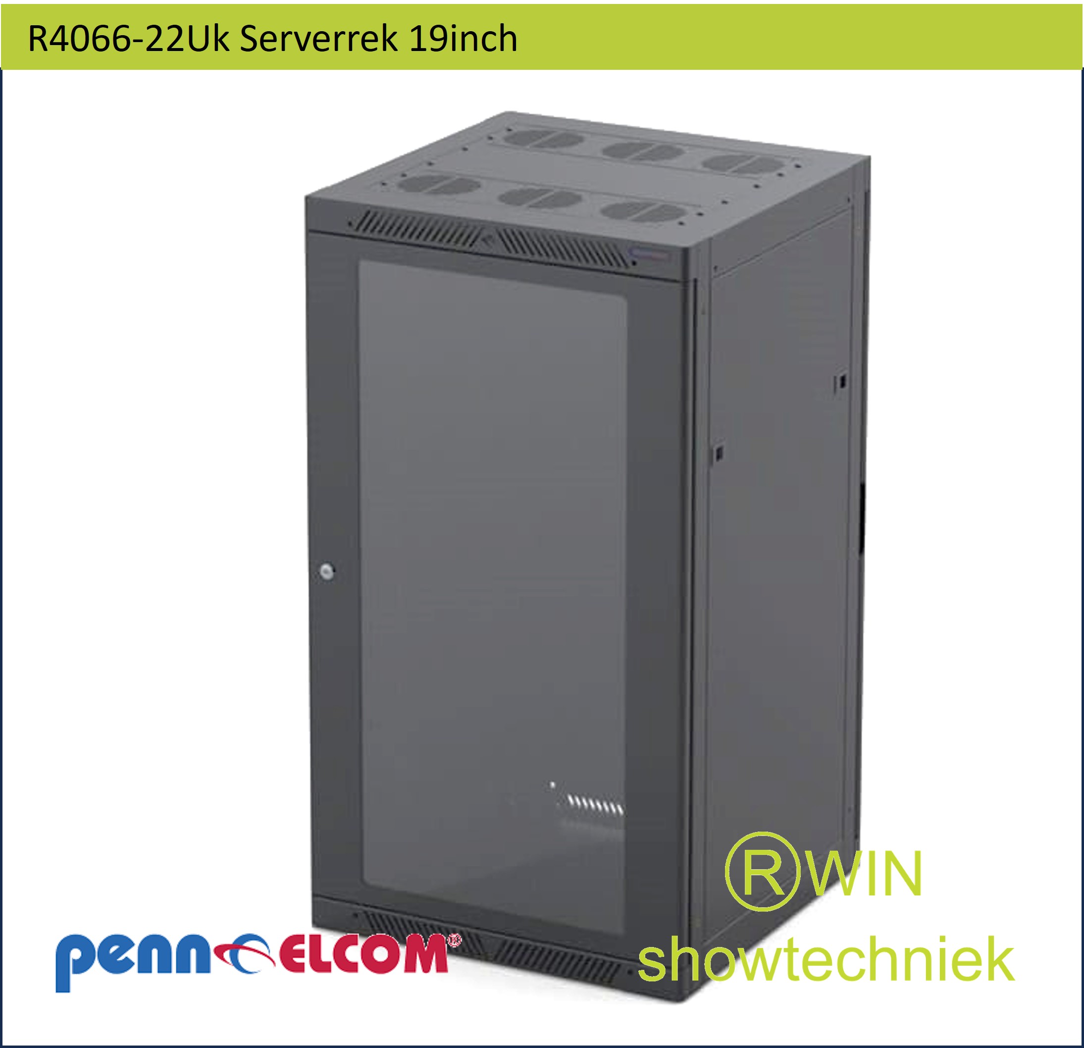 Serverrek 19inch installatierek 60 cm diep 22 Eh hoog 