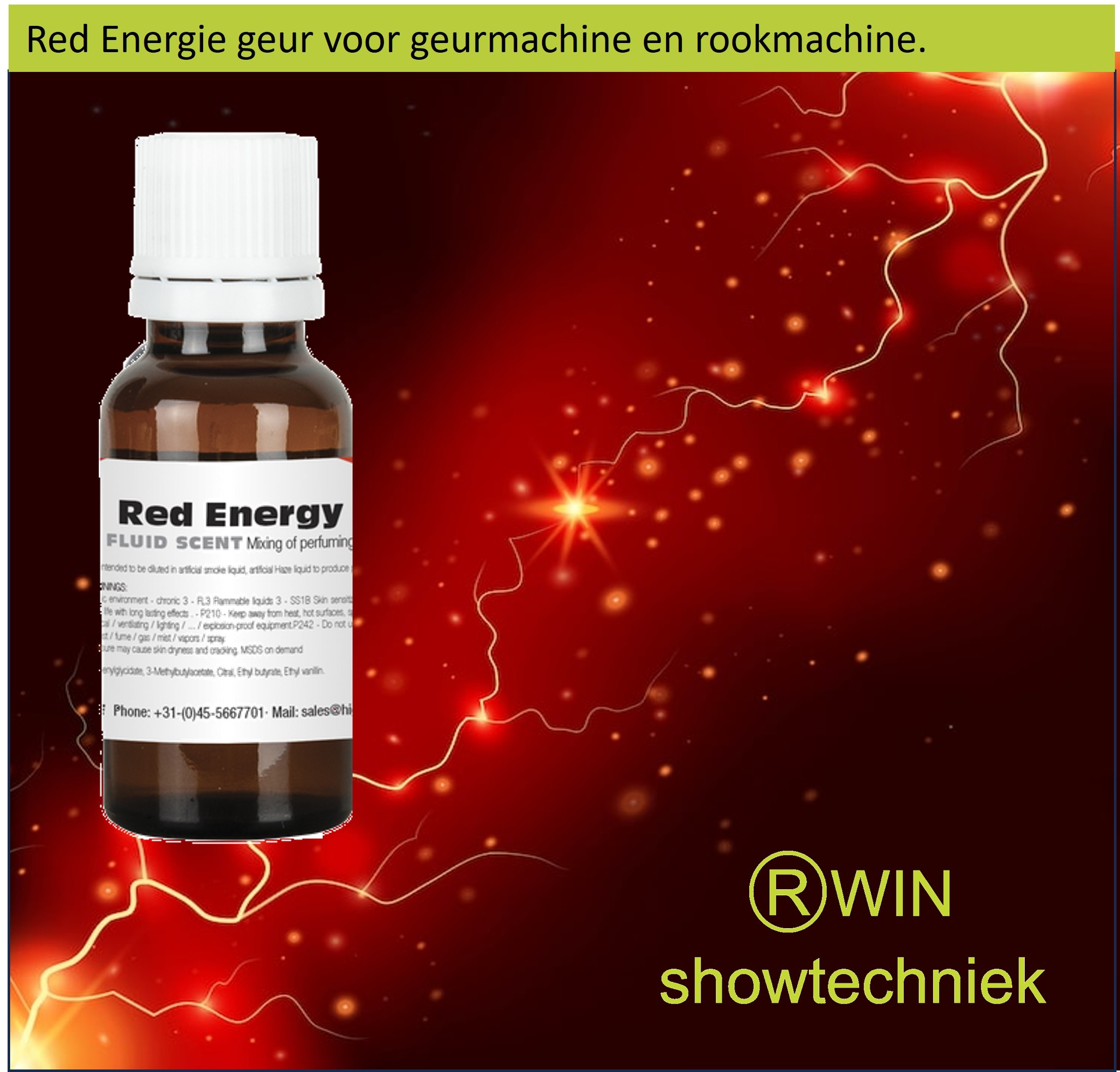 Rookmachine Geur Red Energie  mengen met 5 liter rookvloeistof.