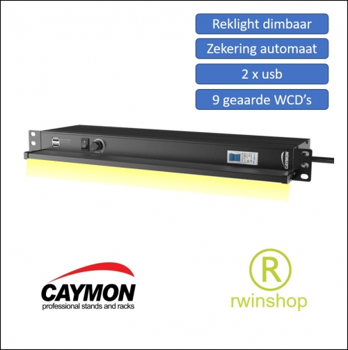19 inch power distribution - rackverlichting - 9geaarde stopcontact rekverlichting PSR429G/B