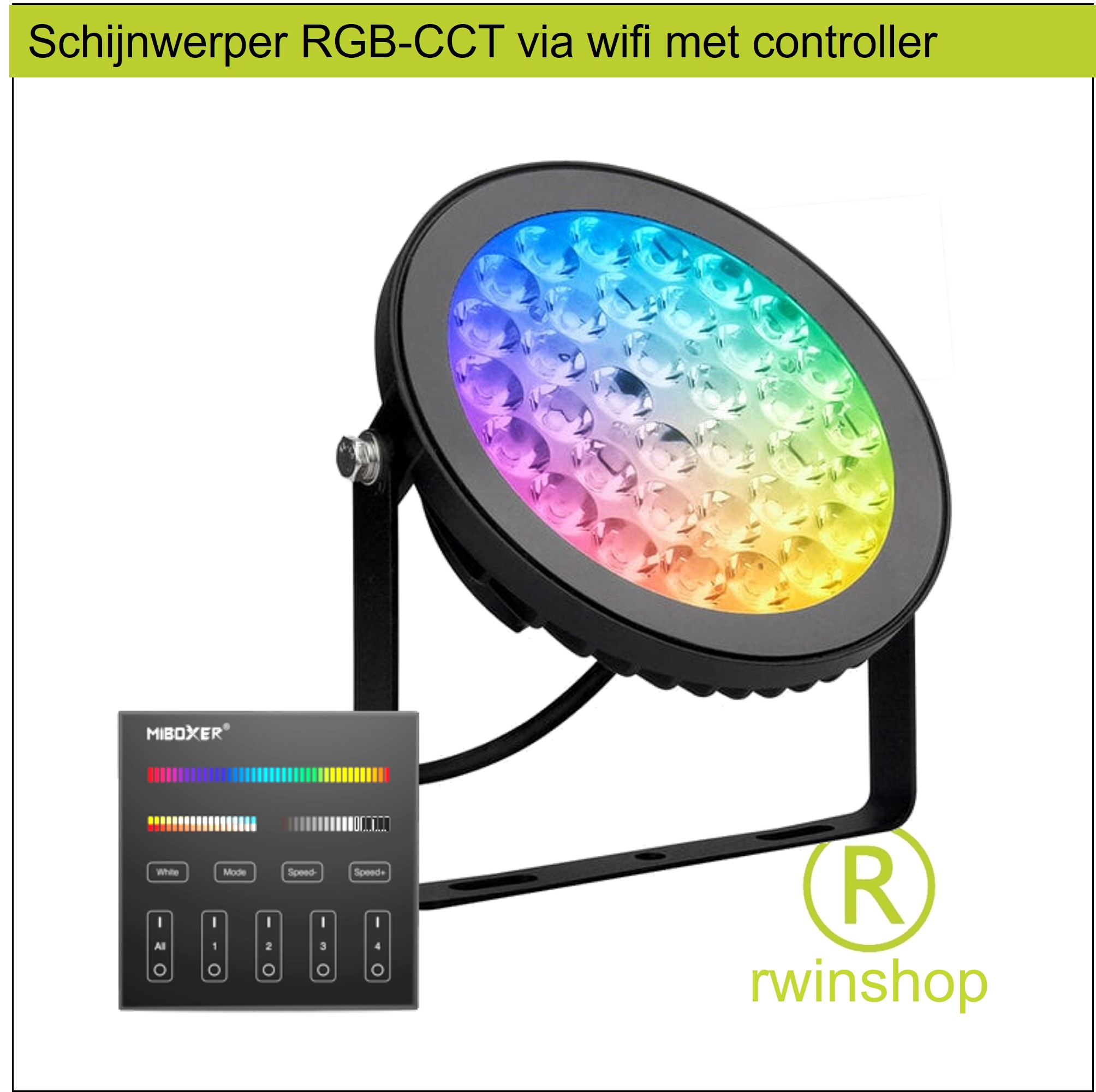 Schijnwerper RGB-CCT 25watt  IP67 met handpalm controller Huren 